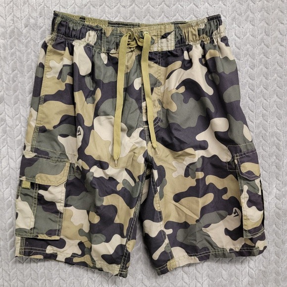 Kavu Cargo Shorts Swim Trunks Mens Size Med Elastic‎ Drawstring Camouflage Camo - Picture 1 of 8